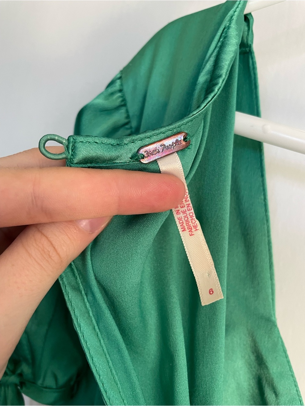 Free People Cooper Maxi Dress Green Lace Satin Embroidery Womens V Neck Size 6 - Picture 14 of 15